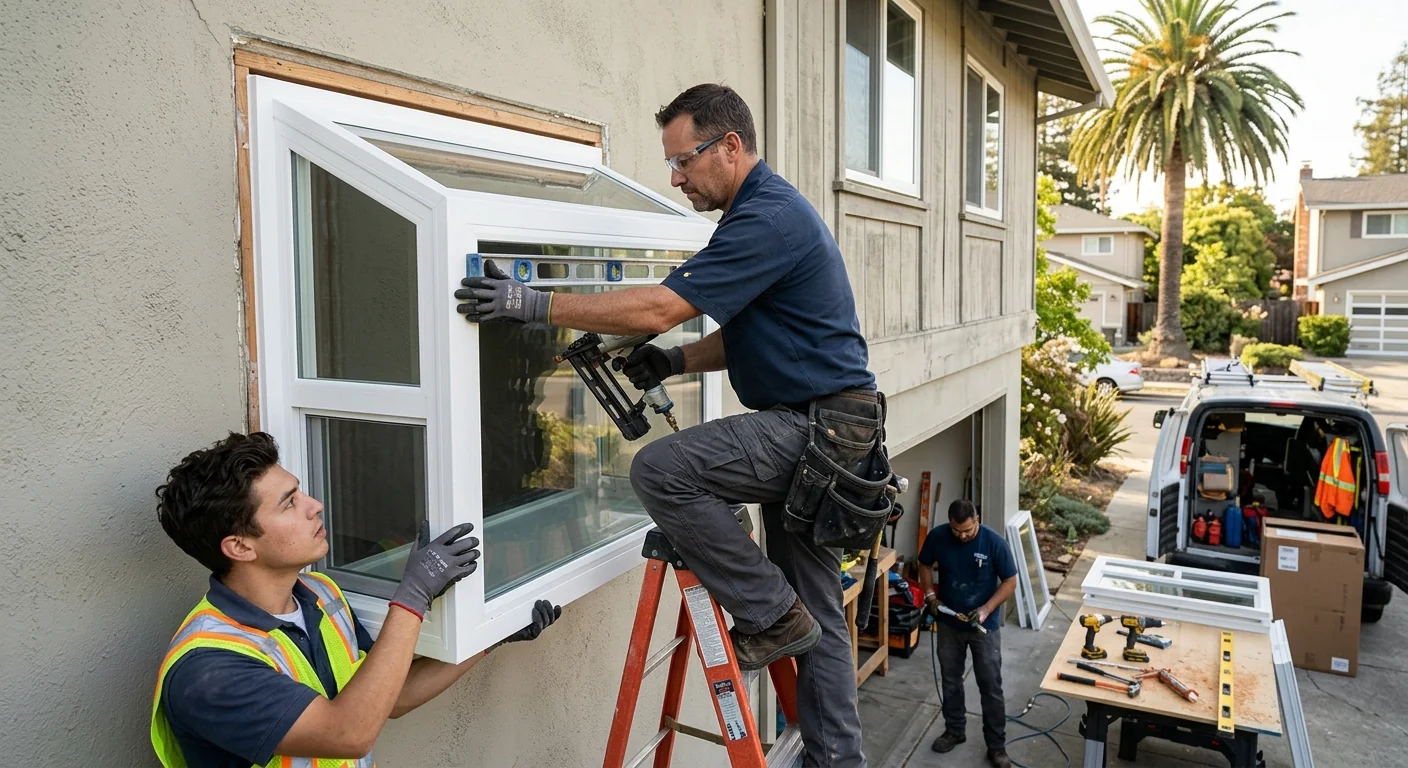 Repaired window sash and hardware inspected during a Redwood City service visit