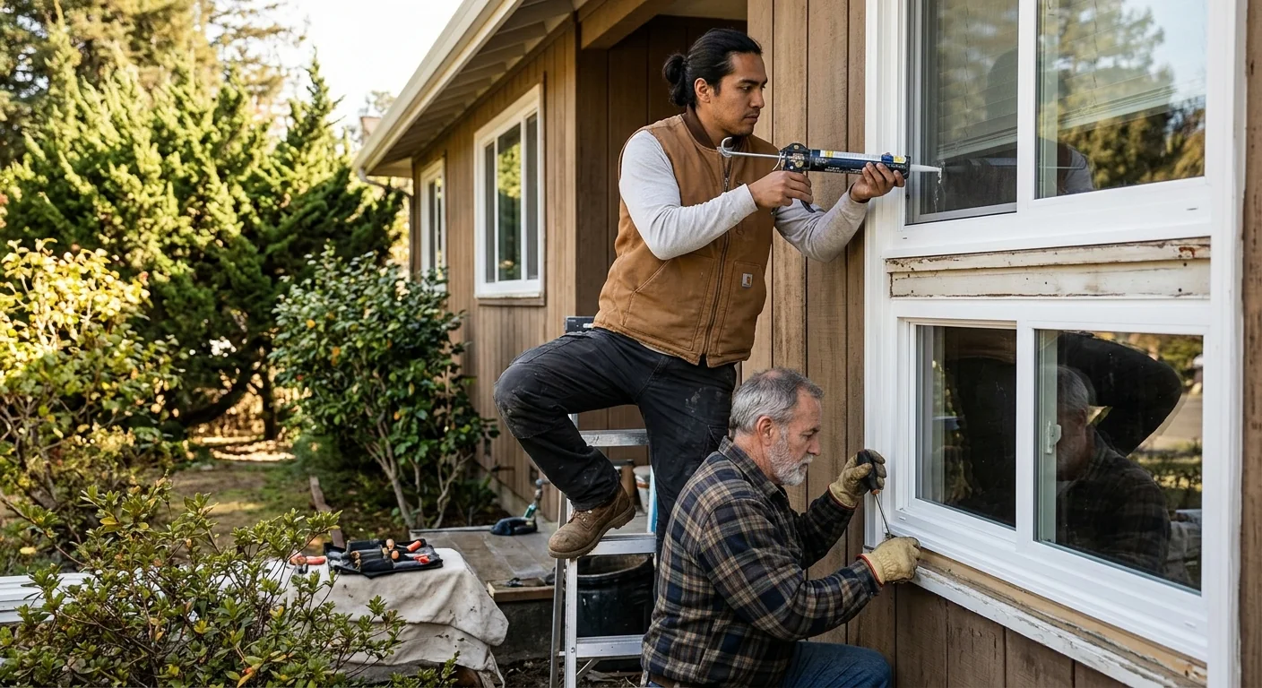 Newly installed energy efficient windows on a Redwood City home exterior