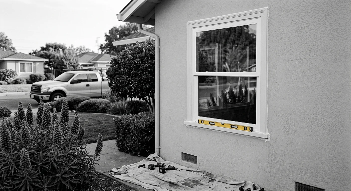 Wide view of a Redwood City home after full energy efficient window replacement